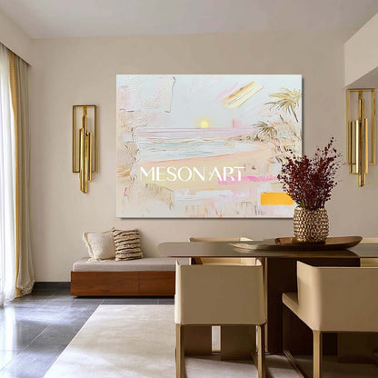 Large Abstract Modern Coastal Wall Art – Pastel Beach Sunset Wall Art