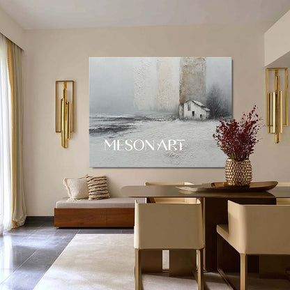 Gray Landscape Abstract Art Gray Minimalist Wall Art Living Room Decor