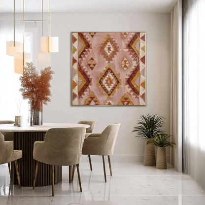 Pink & Terracotta Aztec Geometric Art | Boho Tribal Texture Decor