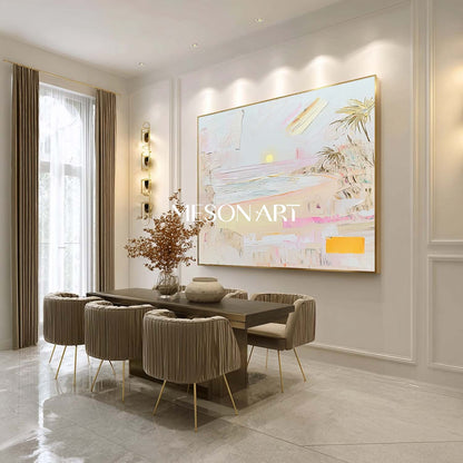 Large Abstract Modern Coastal Wall Art – Pastel Beach Sunset Wall Art