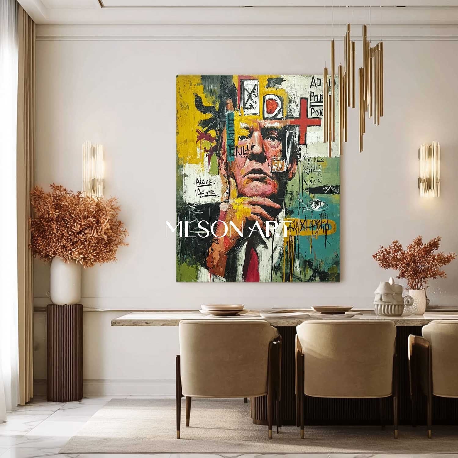 Buy Basquiat Style Abstract Portrait Painting Modern Graffiti Wall Art