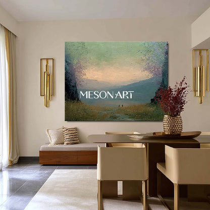 Large Nature Wall Decor – Textured Impasto Landscape Sunset Wall Art