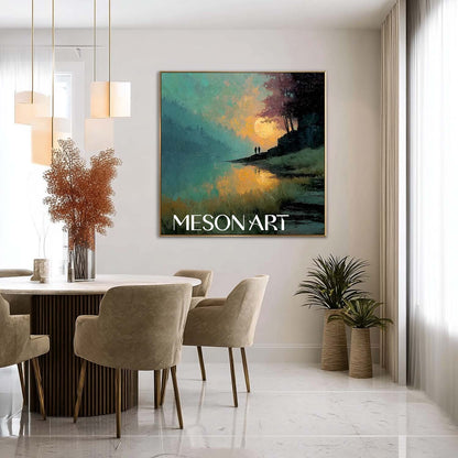 Large Nature Wall Decor Landscape Green Wall Art Hand-Painted Canvas