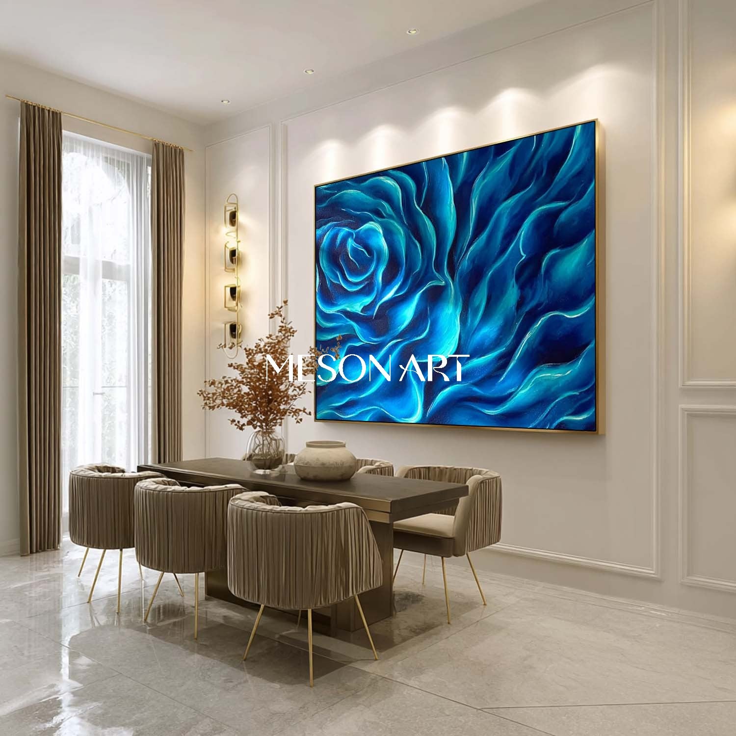 Buy Blue Rose Abstract Painting Ocean Inspired Luxuray Wall Art Decor 
