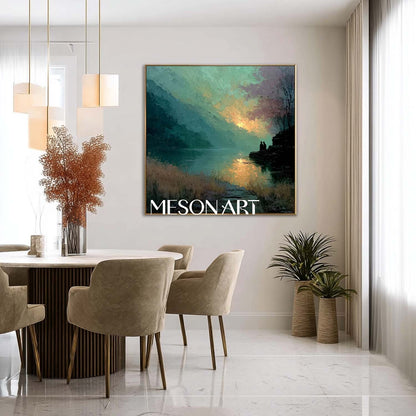 Landscape Wall Art Romantic Sunset Lake Canvas Nature Wall Decor
