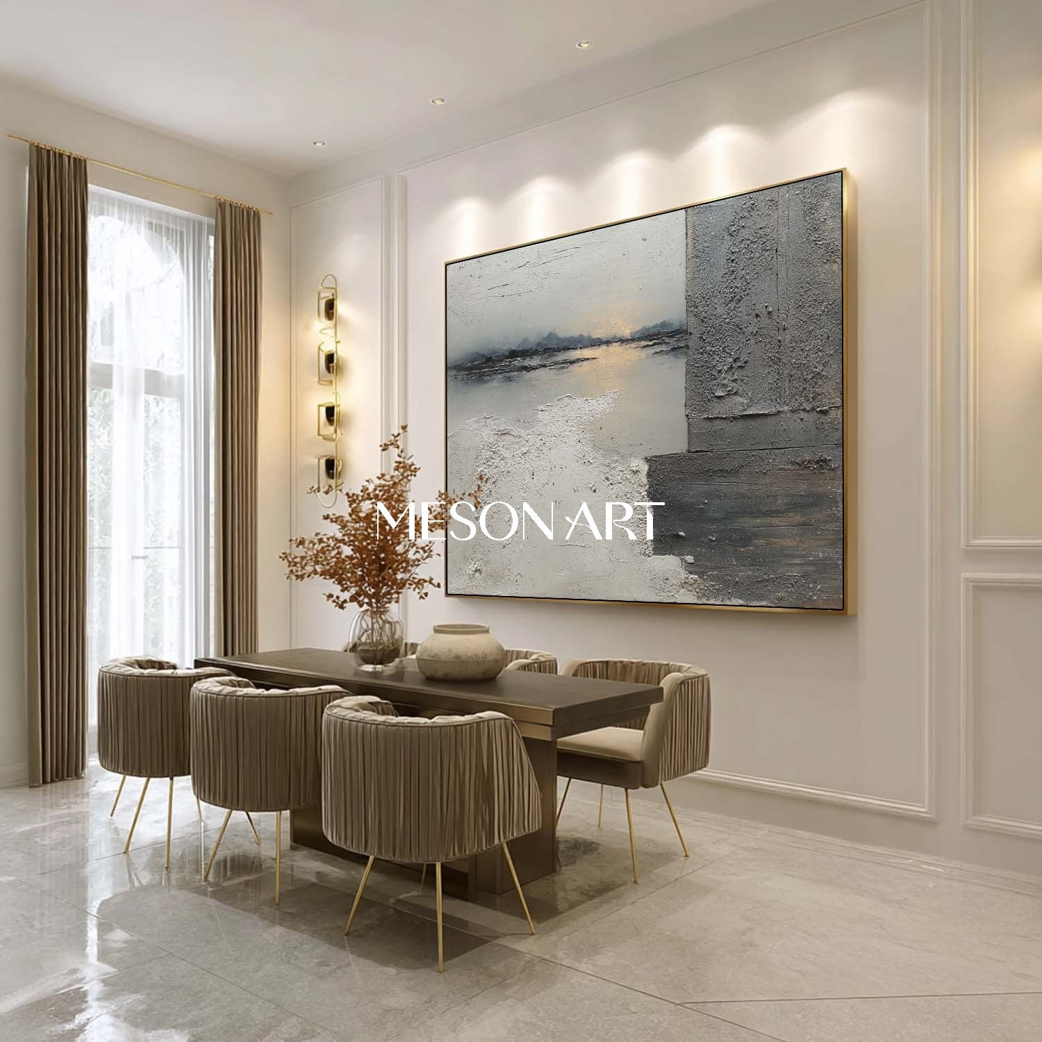 オリジナルのわびさびグレー抽象風景テクスチャ絵画を購入する – MesonArt