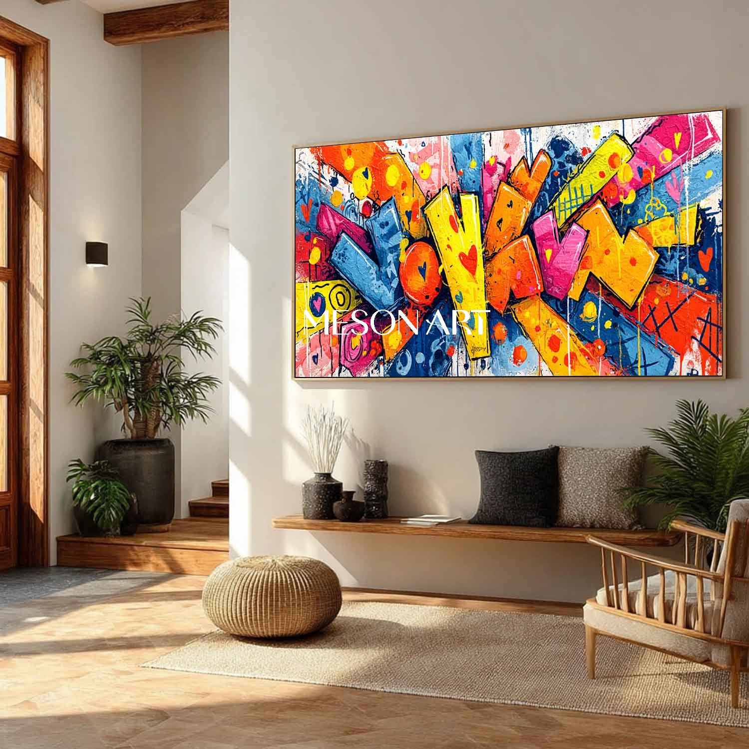 Heart shaped cartoon graffiti abstract art for sale Heart shaped graffiti wall art decoration ideas