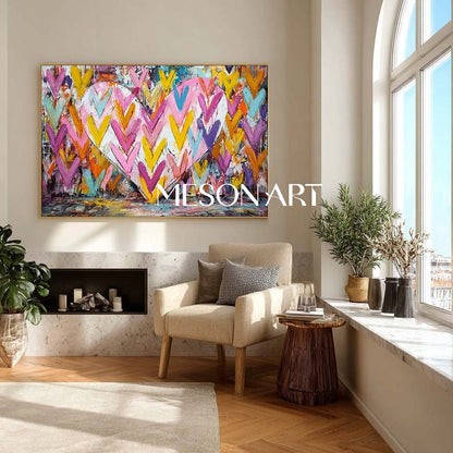 Large Heart Graffiti Abstract Canvas Art Heart Wall Decor Ideas Valentine's Day LOVE Artwork Gift