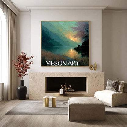 Landscape Wall Art Romantic Sunset Lake Canvas Nature Wall Decor
