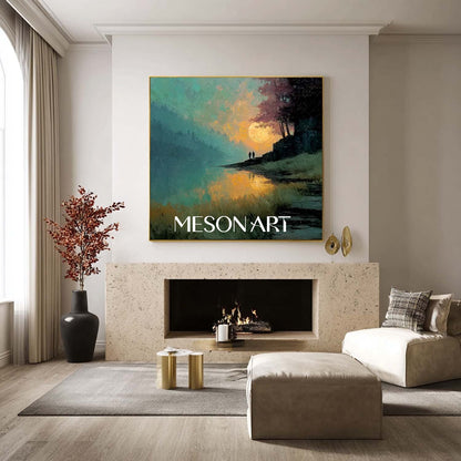 Large Nature Wall Decor Landscape Green Wall Art Hand-Painted Canvas