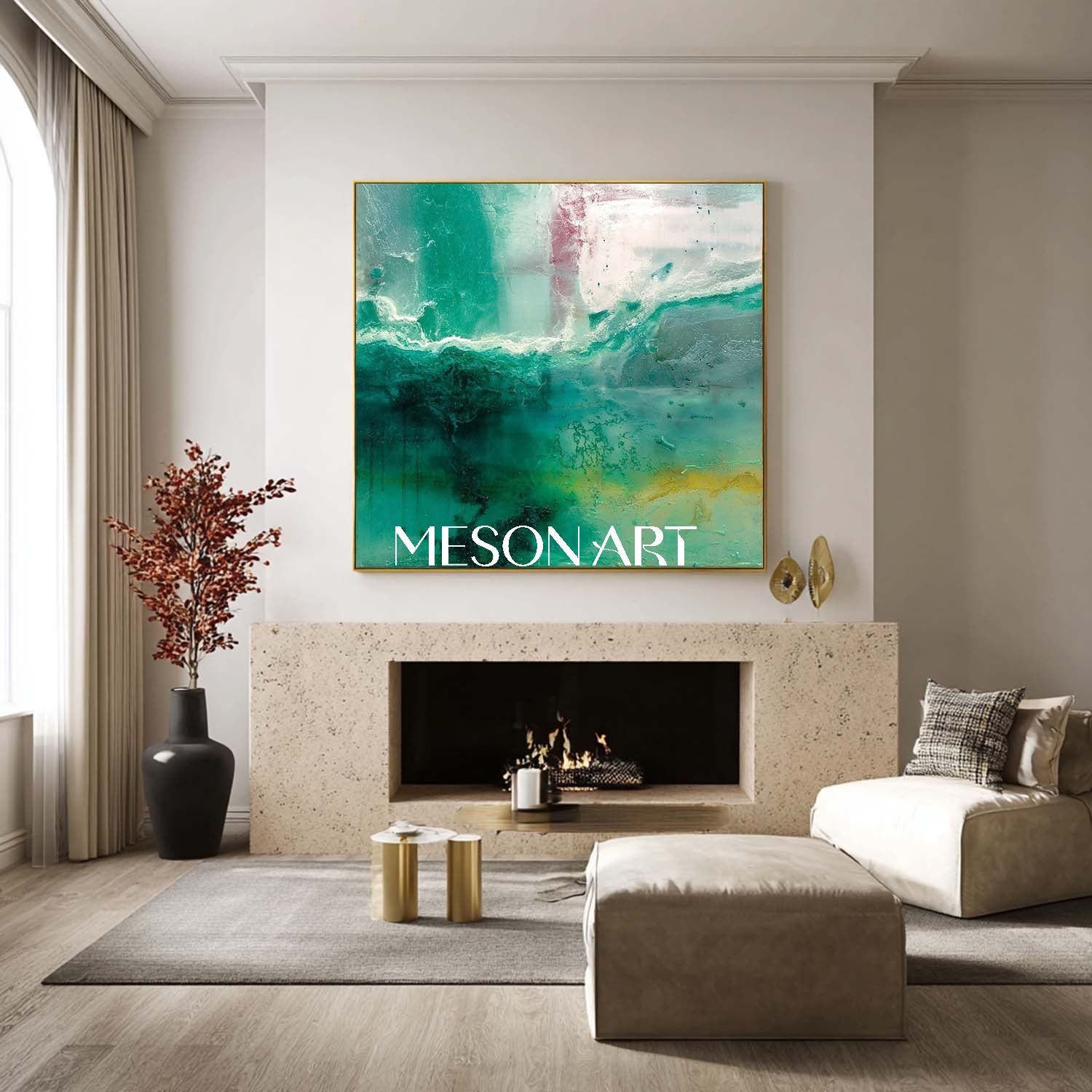 Buy Green Abstract Art Bedroom Sage Green Canvas Wall Decor Painting