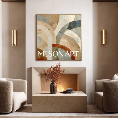 Contemporary Curves & Arches Wall Art – Neutral Beige Statement Piece