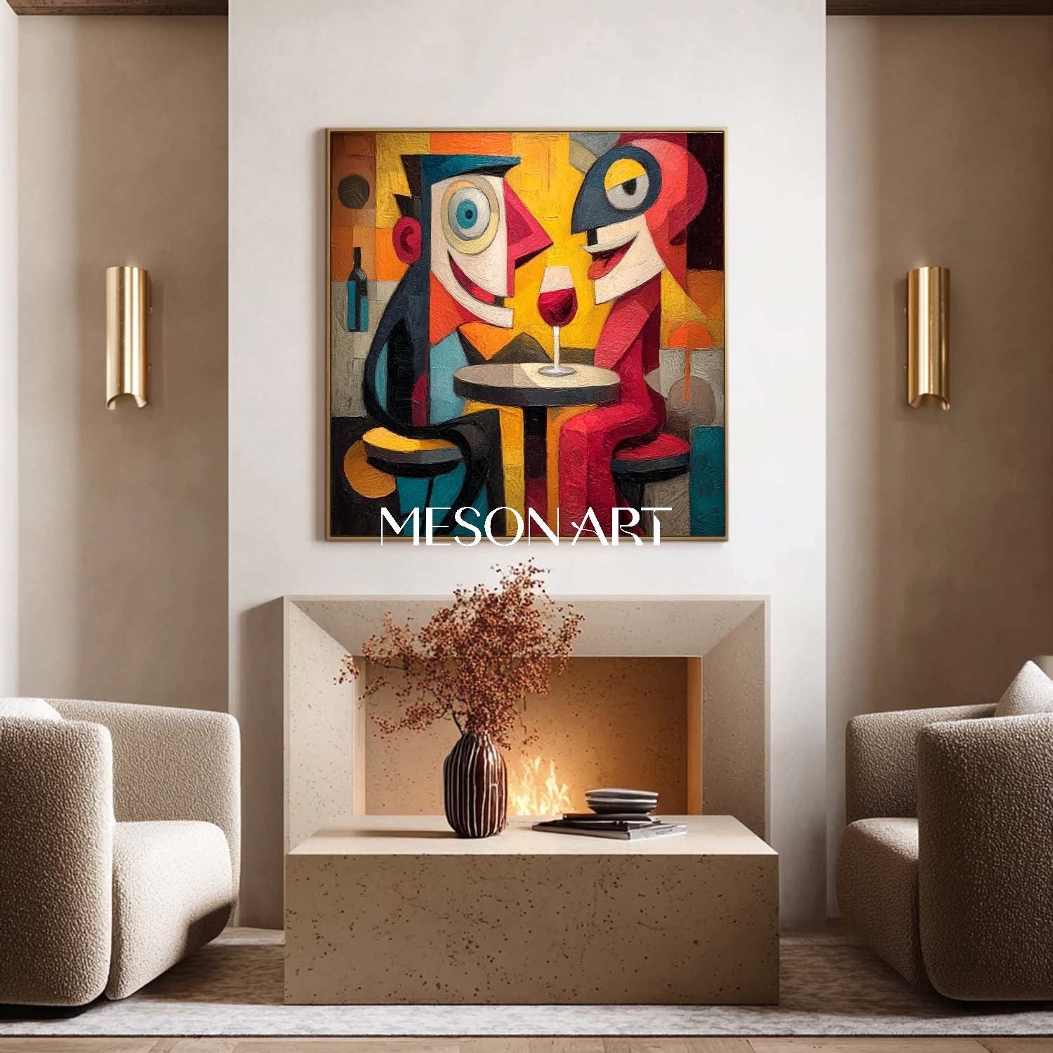 Colorful Bold Abstract Pop Art Painting for Living Room or Office Wall