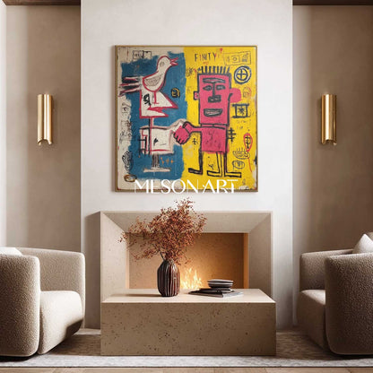 Street Art Pop Canvas Basquiat Inspired Abstract Graffiti Painting