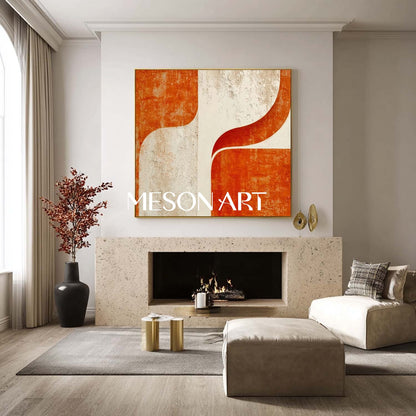 Modern Wall Art for Living Room Minimalist Abstract Orange Canvas