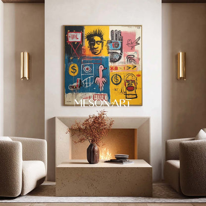 Basquiat Style Street Art Abstract Pop Canvas Modern Entryway Wall Decor