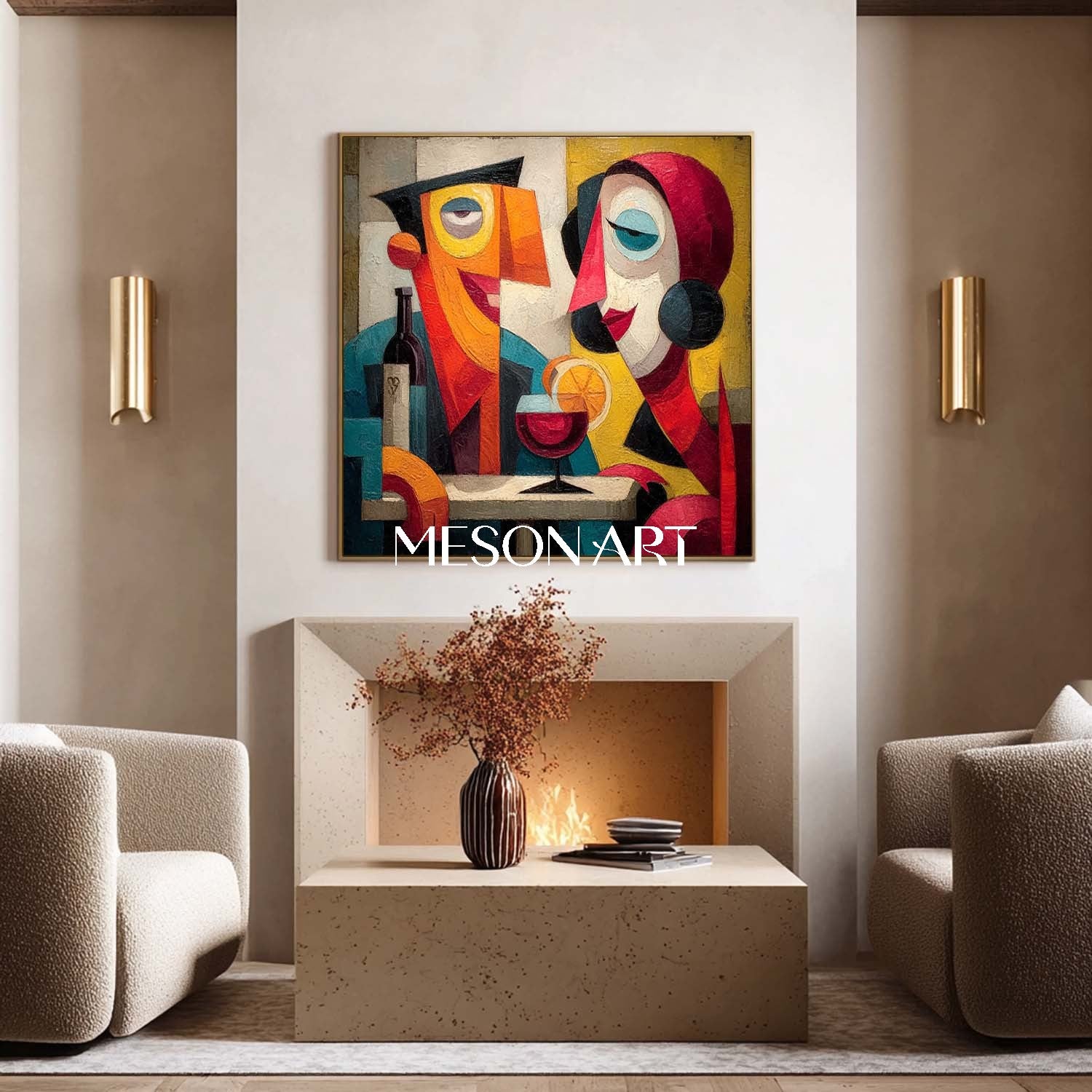 Square Bold Pop Art Abstract Art for Trendy Office or Hotel Lobby