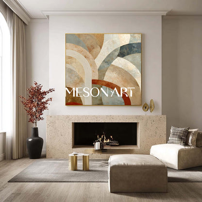 Contemporary Curves & Arches Wall Art – Neutral Beige Statement Piece