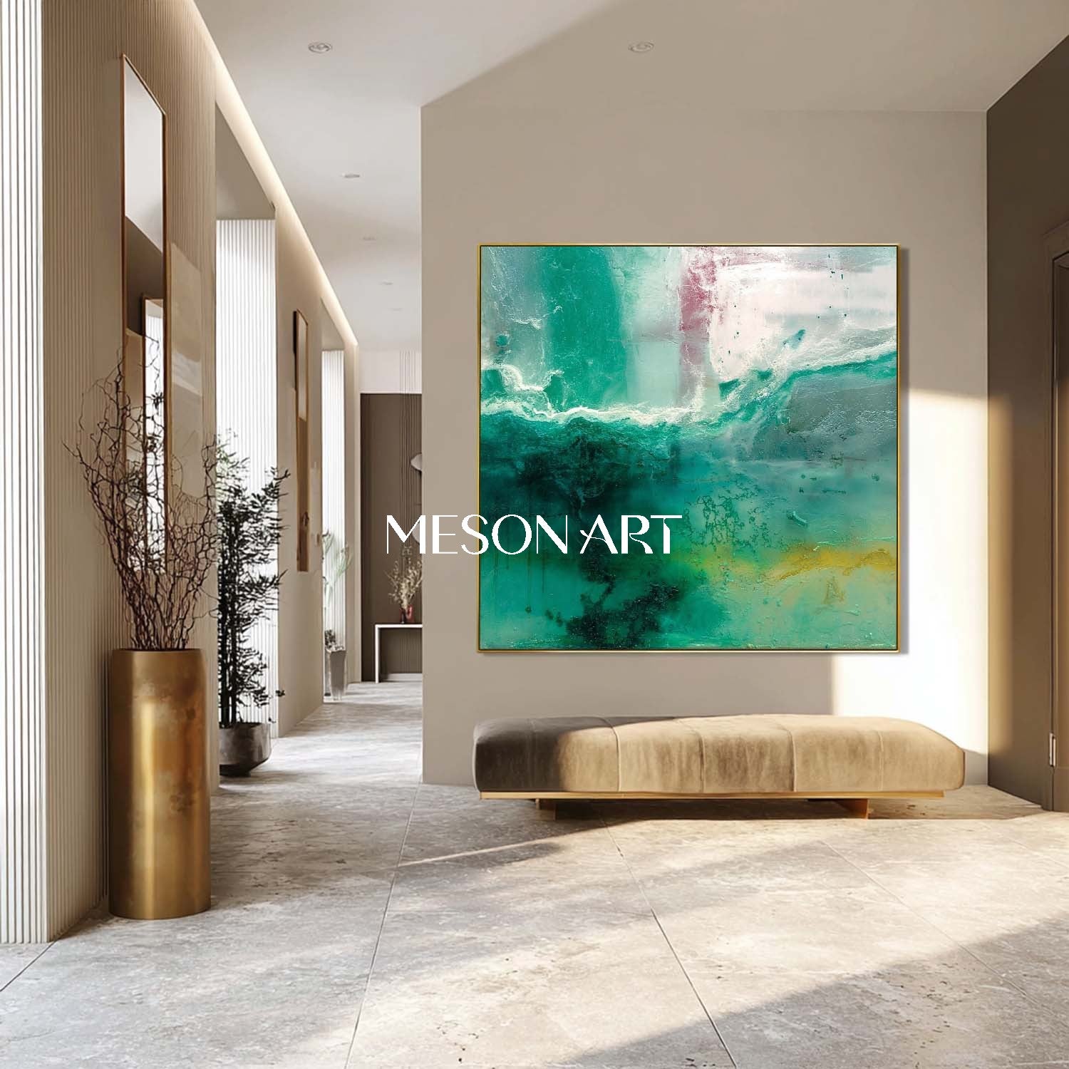 Buy Green Abstract Art Bedroom Sage Green Canvas Wall Decor Painting