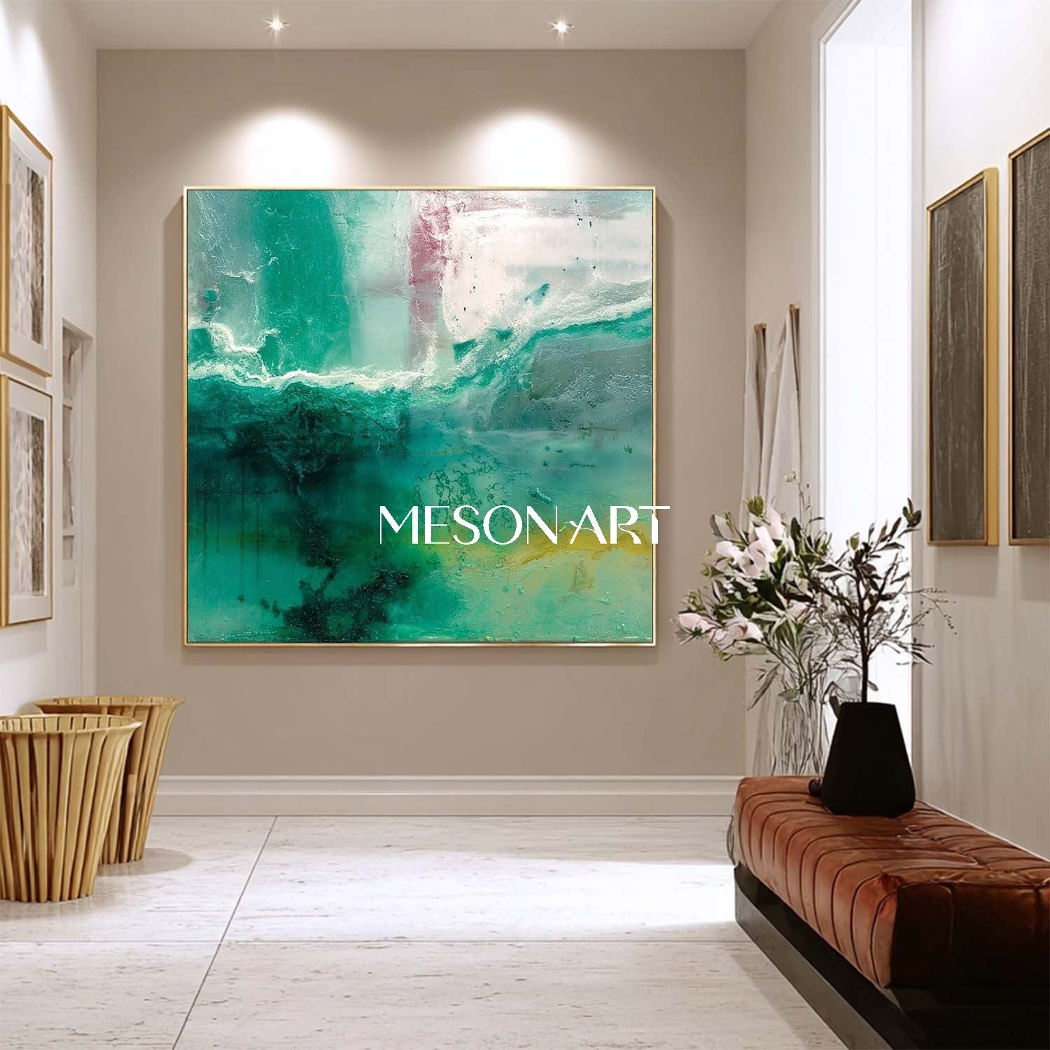 Buy Green Abstract Art Bedroom Sage Green Canvas Wall Decor Painting
