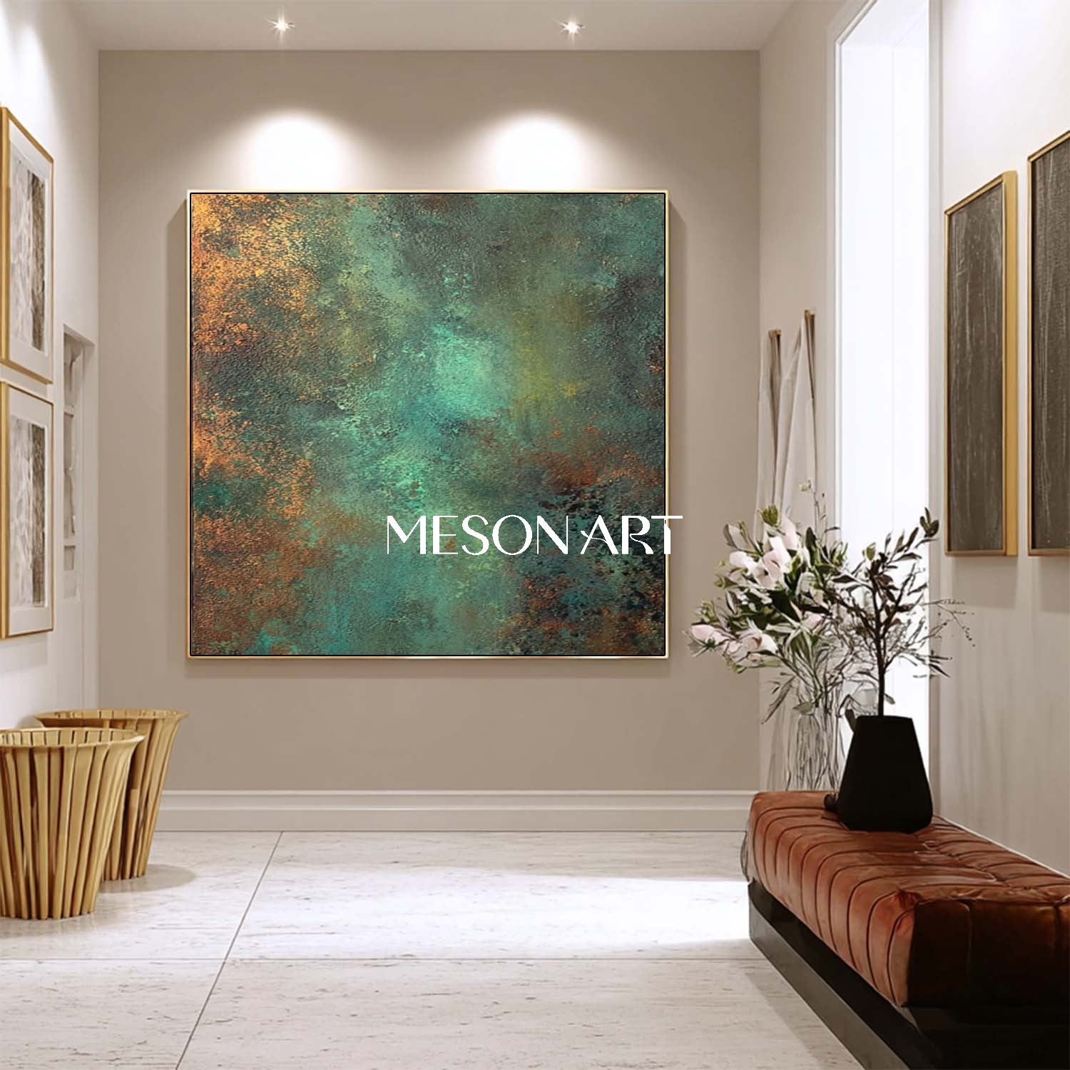 Bronze Abstract Canvas Art for Sale Large Bronze Staircase Wall Decor