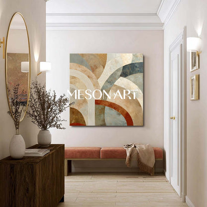 Contemporary Curves & Arches Wall Art – Neutral Beige Statement Piece