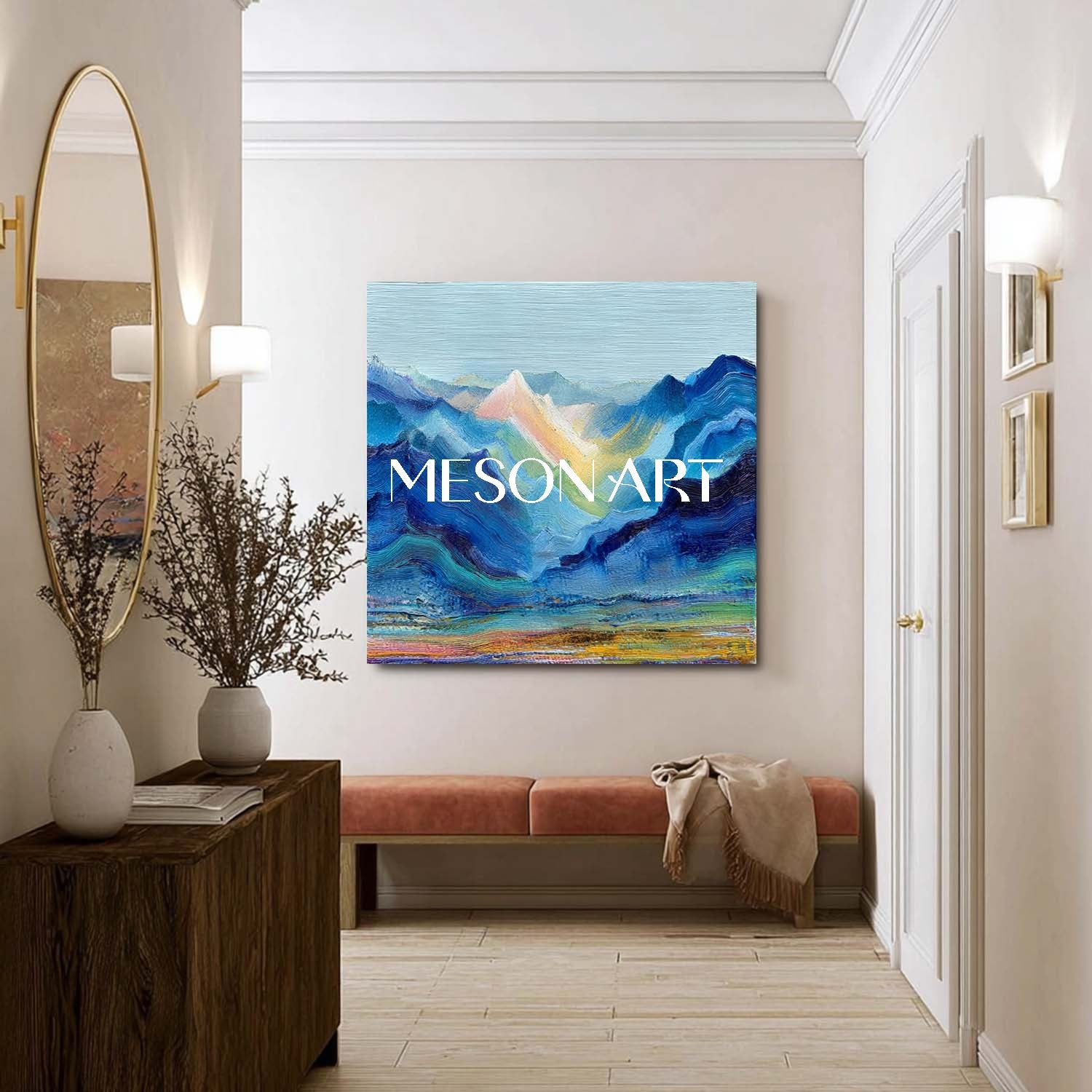 Silent Ridge – Textured Blue Mountain Landscape Wall Art