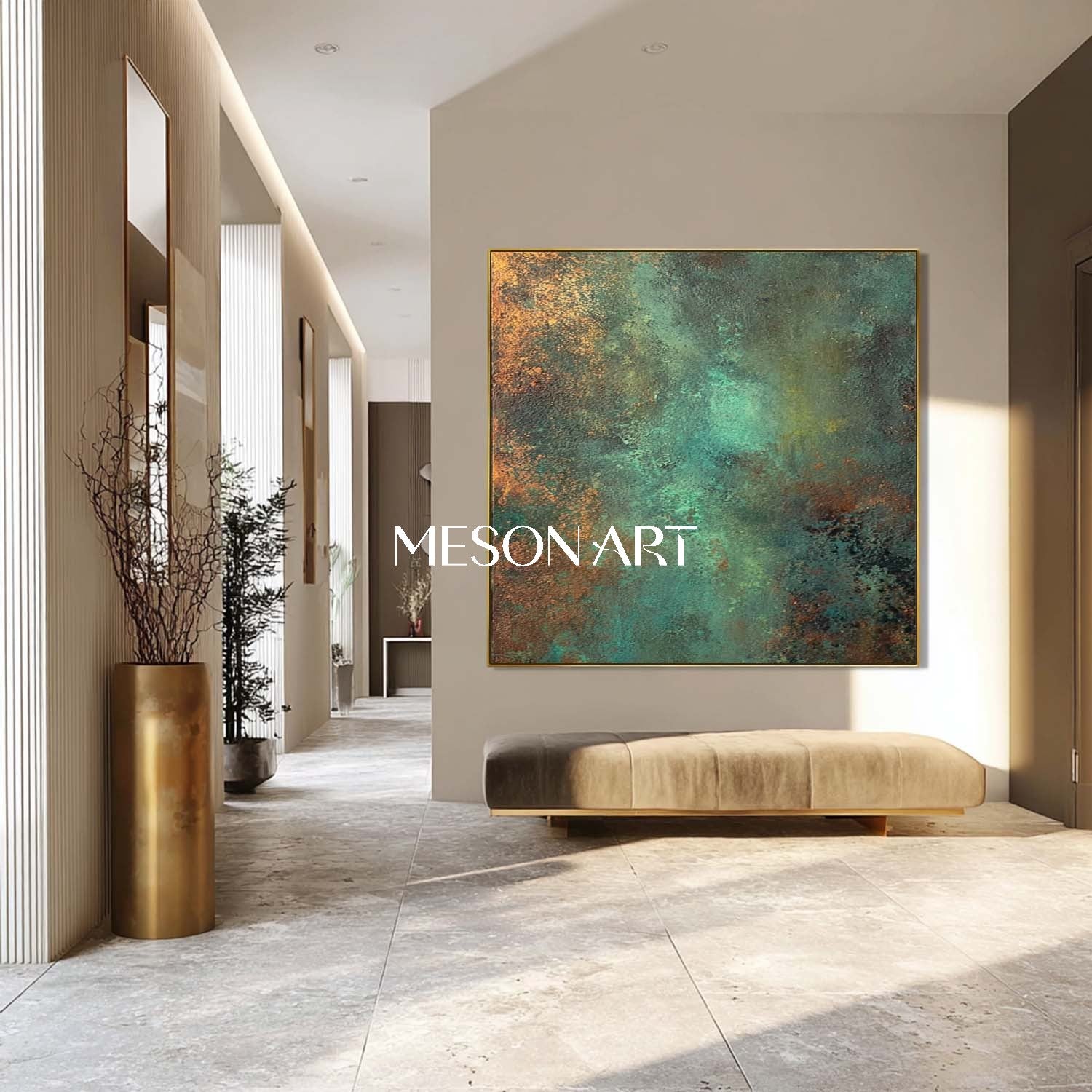 Bronze Abstract Canvas Art for Sale Large Bronze Staircase Wall Decor