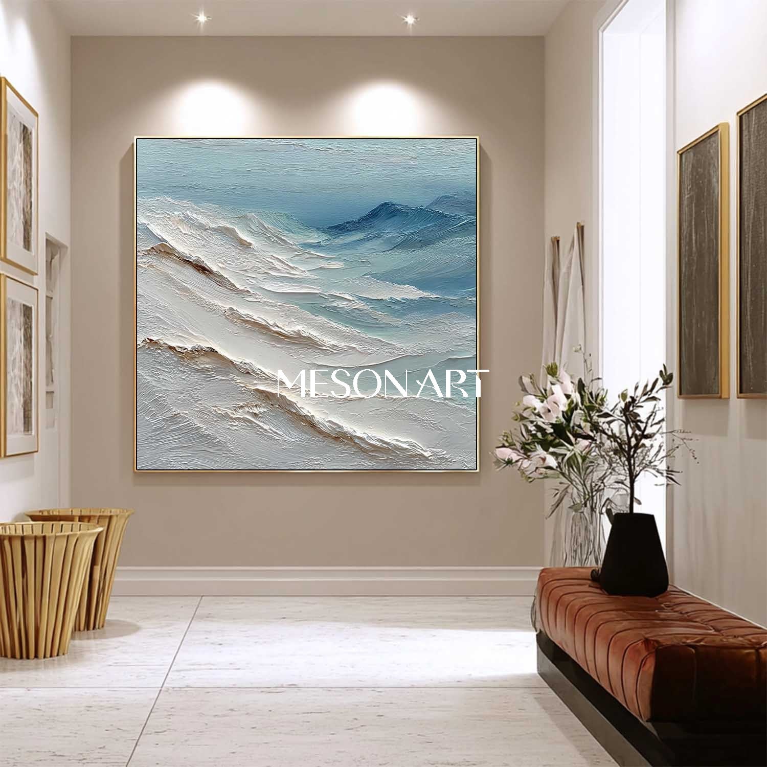 3D Large Entryway Abstract Snow Mountain Canvas Wall Art for Sale