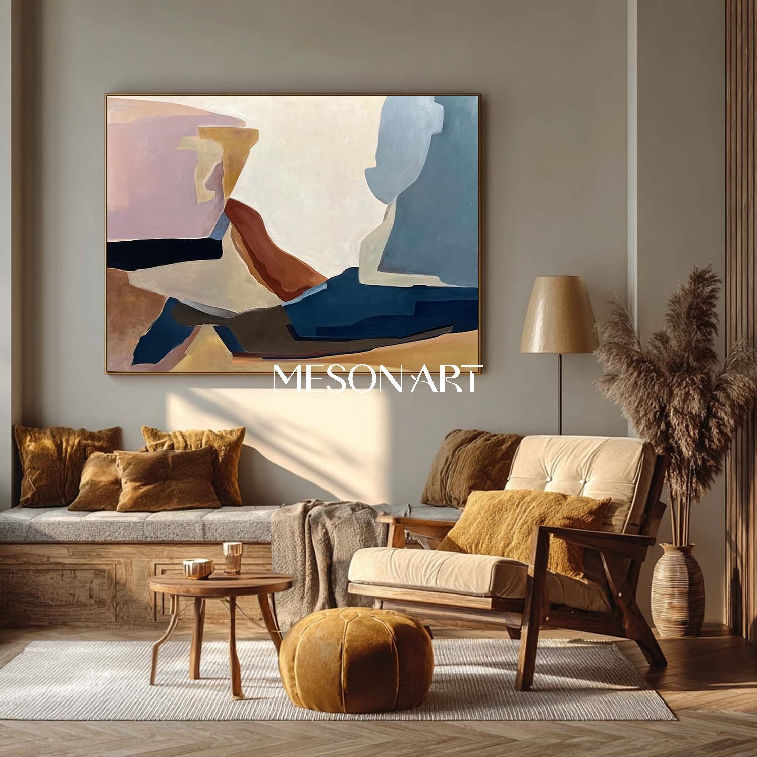 Contemporary Geometric Abstract Art, Medieval Minimalist Abstract Canvas Wall Decoration