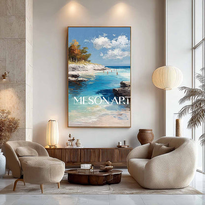 Modern Beach Canvas Minimalist Coastal Art Beach Art for Living Room Large Coastal Canvas