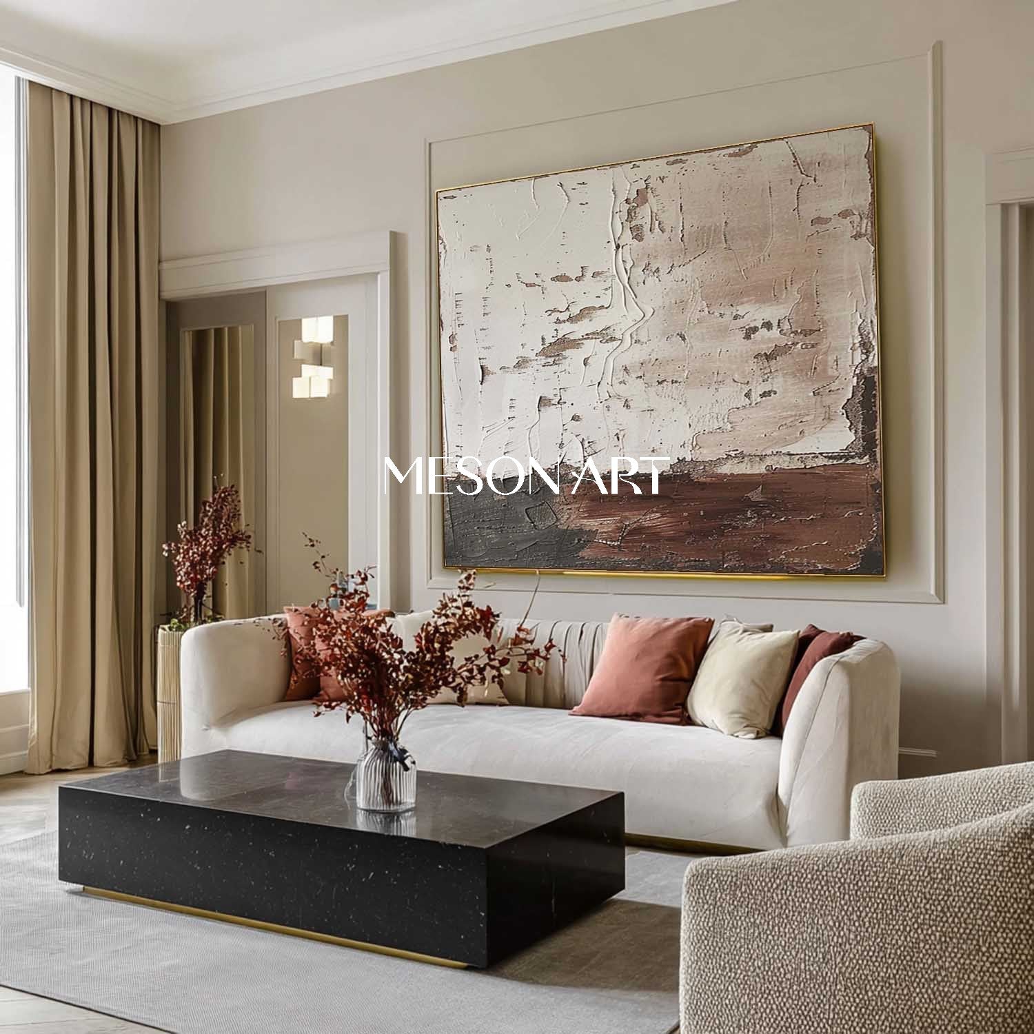Minimalist Wabi-Sabi Painting – Neutral Tones & Rustic Texture