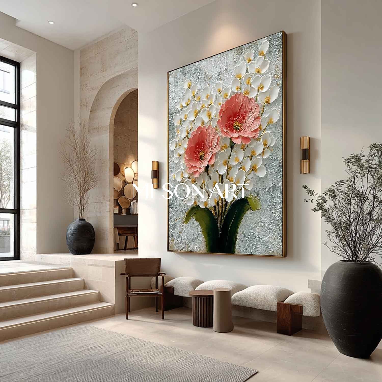 Entryway Floral Art Printing Hand-Painted Flower Wall Decor Online Large Flower Wall Decor