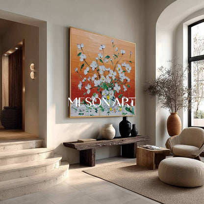 Textured Floral Canvas Wall Art for Modern Living Rooms | Mesonart Original