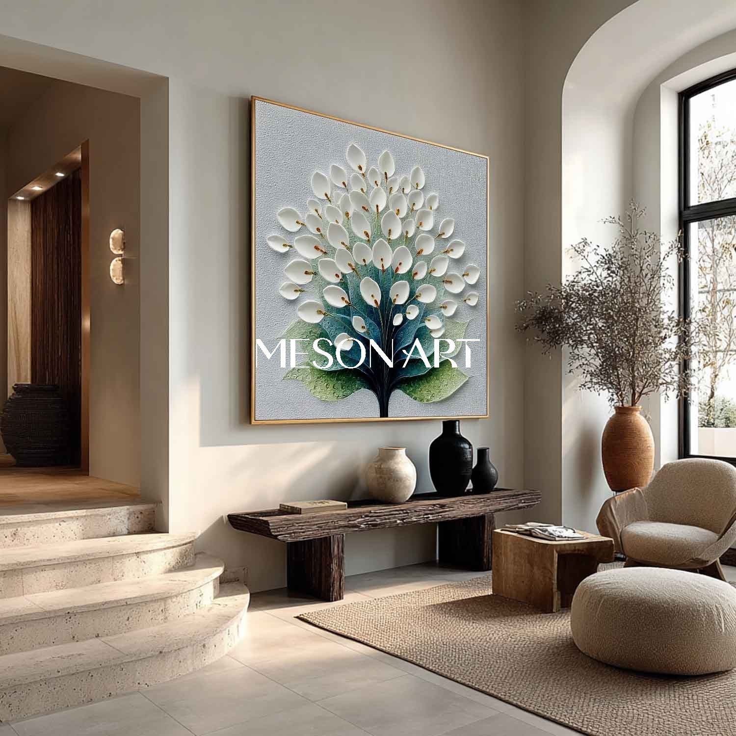 Modern Abstract Botanical Wall Art for Entryway Oil Painted Floral Artwork Floral Wall Art for Sale