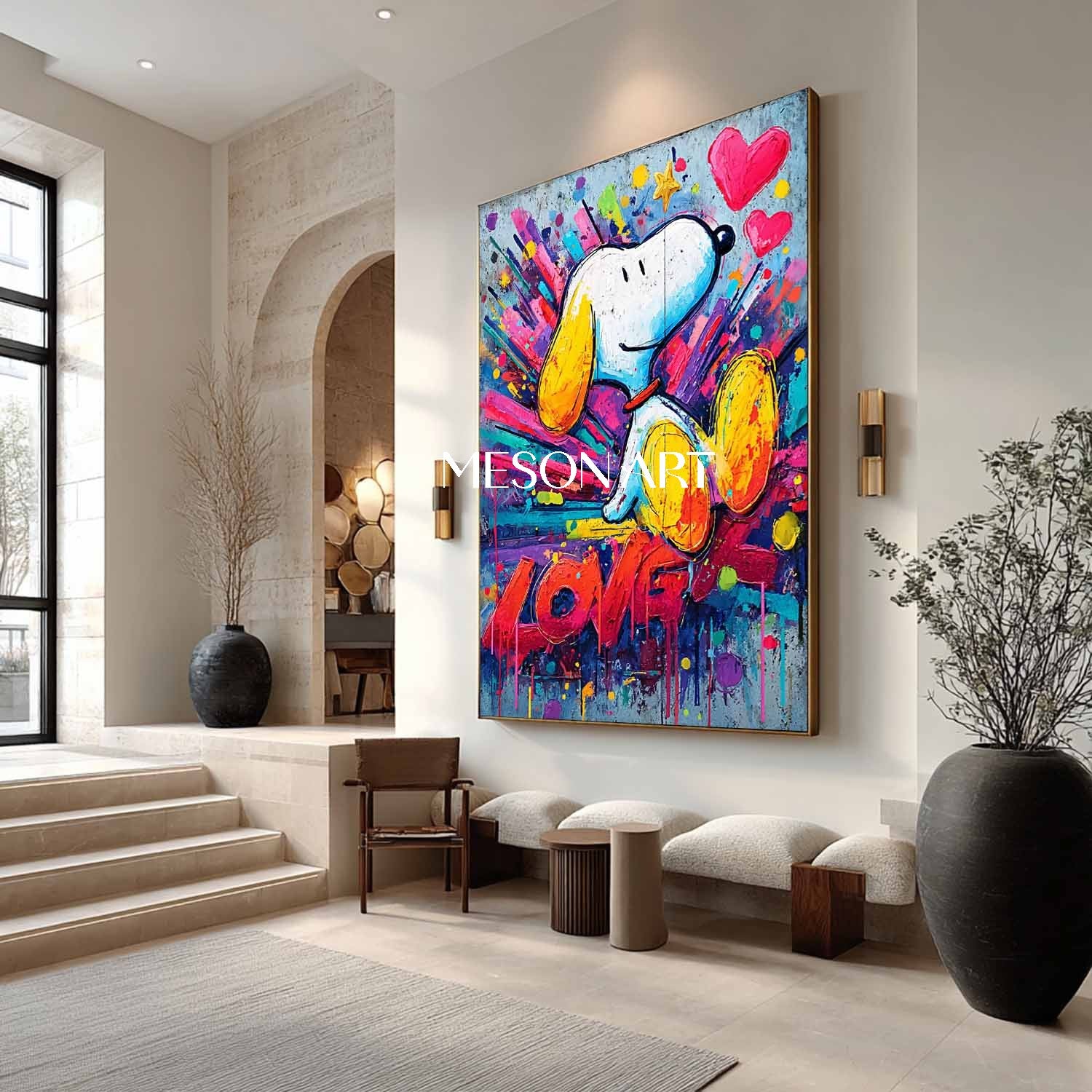 Snoopy Graffiti Abstract Art Snoopy Pop Canvas Art Snoopy Graffiti Canvas Wall Decor Painting