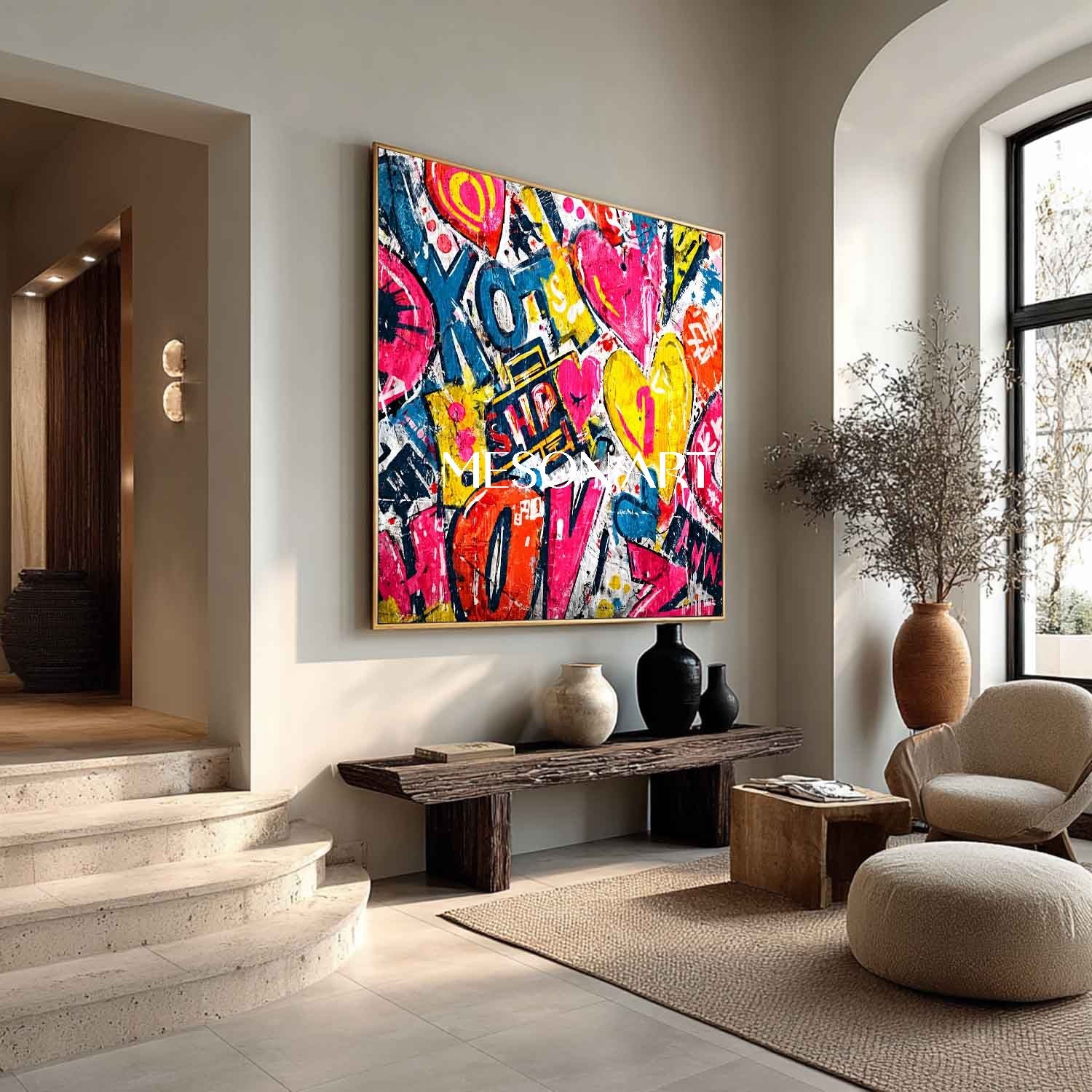 Large Love Graffiti Street Abstract Canvas Art Love Graffiti Home Art Decoration For Sale