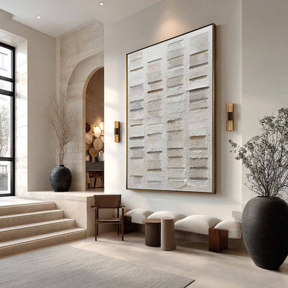 3D Grayish White Abstract Canvas Art Grayish White Texture Painting Grayish White Wall Art Decor