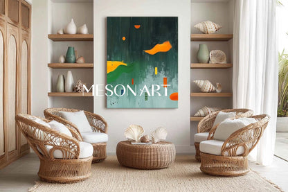 Large Modern Green Abstract Art for Sale Green Minimalist Textured Canvas Wall Art