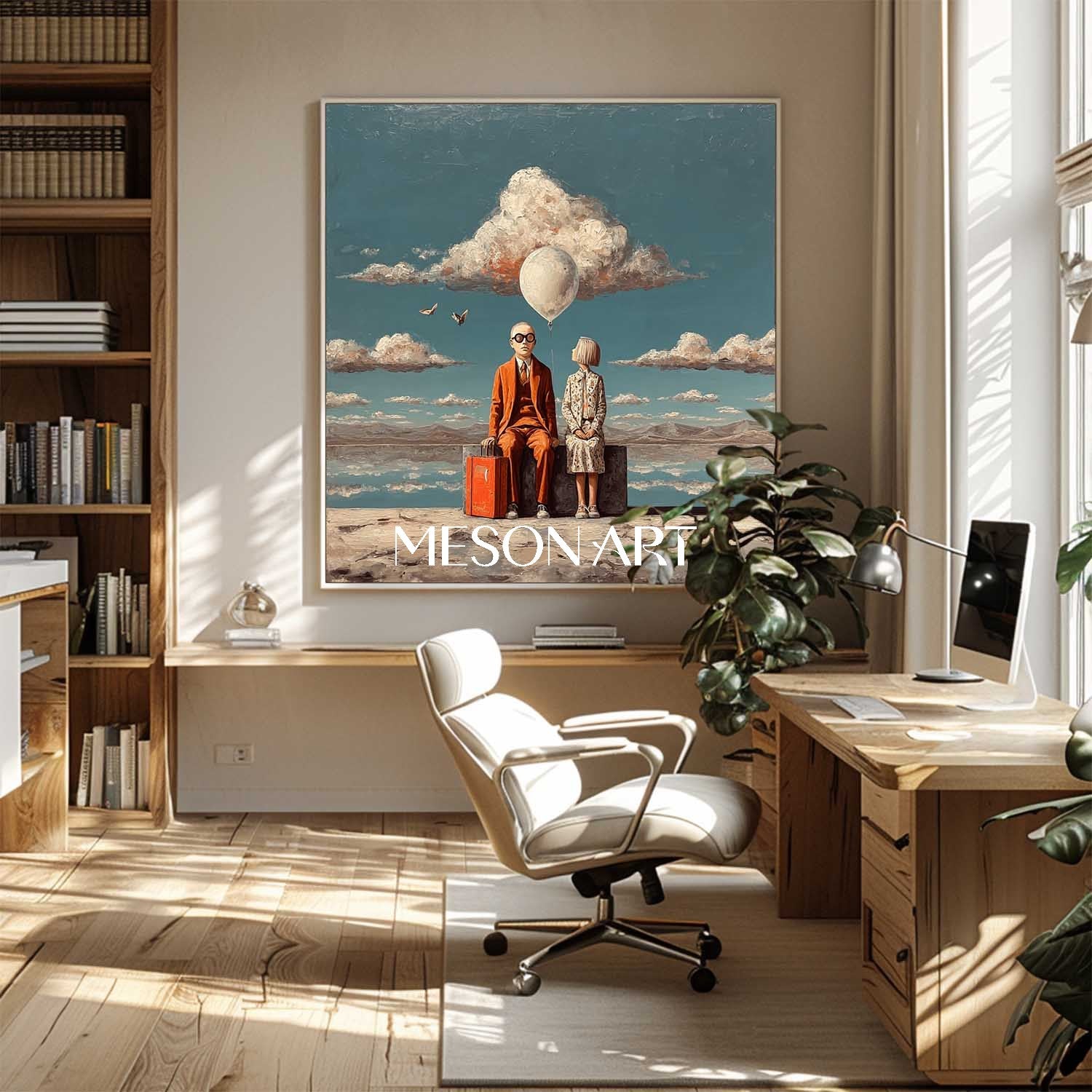 Dreamy Blue Sky Surrealist Art Framed Canvas Oversized Bedroom Shop Now