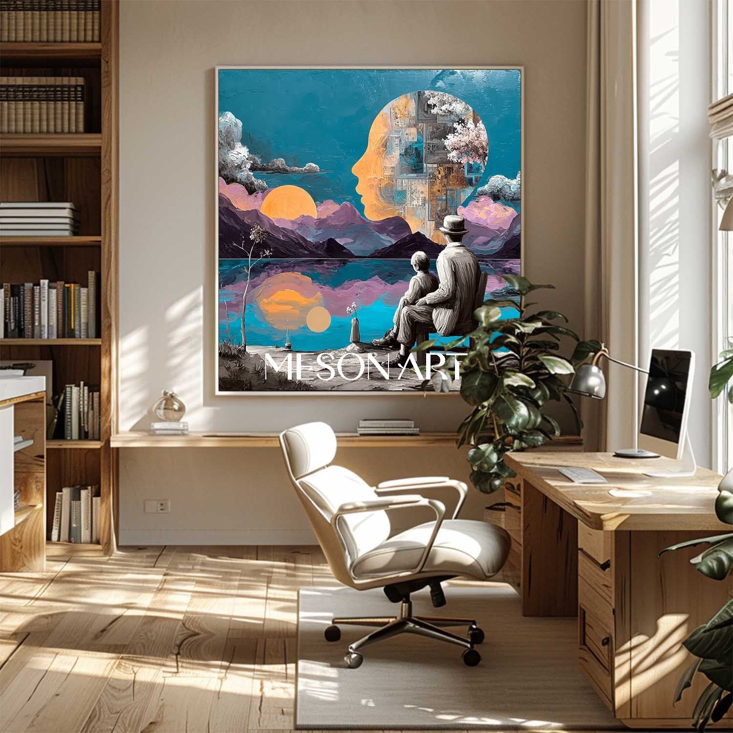 Mindscapes of Time Surrealist Art Textured Framed Canvas Wall Decor