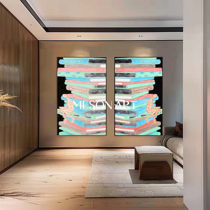 Large 2 piece set study room abstract wall painting for sale 2 piece set study room abstract oil painting art