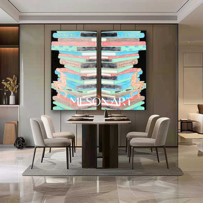 Large 2 piece set study room abstract wall painting for sale 2 piece set study room abstract oil painting art