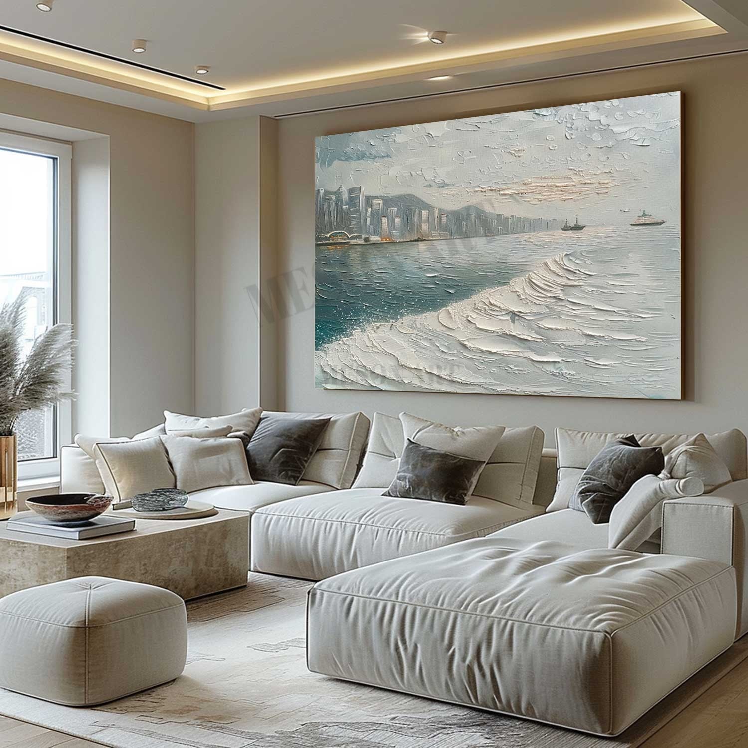 Hong Kong Victoria Harbour Abstract Canvas Art Victoria Harbour Snow City Landscape Wall Art Snow City Painting