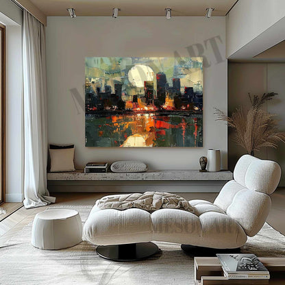 City Sunrise Abstract Colorful Painting City Sunrise Canvas Art for Sale City Sunrise Wall Art