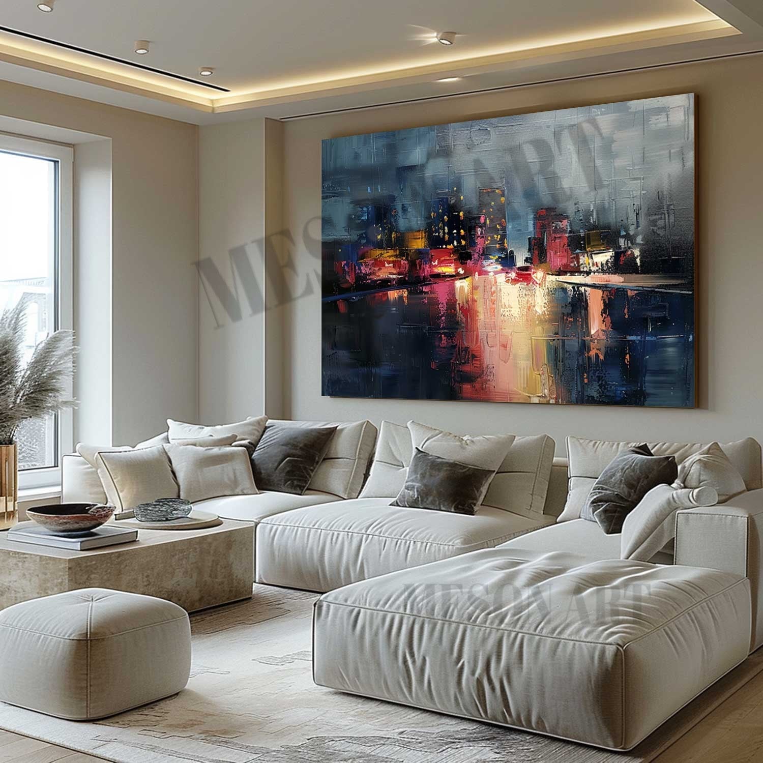 New York Night Scene Colorful Painting City Night Scene Canvas Art for Sale City Night Scene Wall Art
