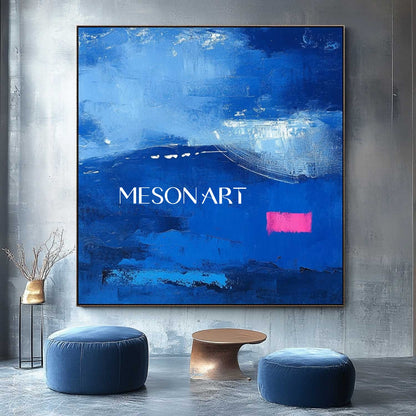 Large Contemporary Blue Abstract Canvas Wall Art Blue Abstract Landscape Paintings for Sale