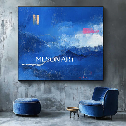 Light Blue and White Abstract Landscape Canvas Wall Art Blue and White Abstract Minimalist Painting