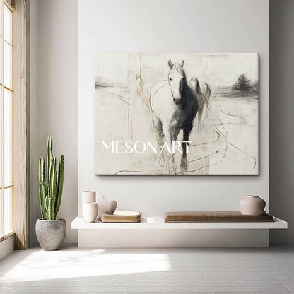 Contemporary Minimalist Horse Abstract Canvas Wall Art Decor For Sale Minimalist Horse Line Art
