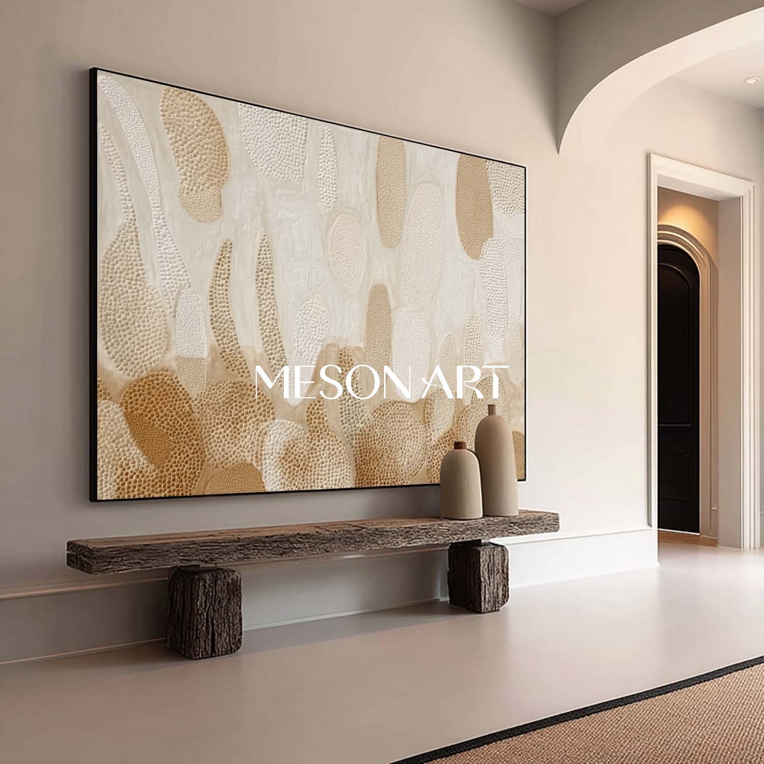 Beige Framed Bohemian Art – Handcrafted Canvas for Every Room
